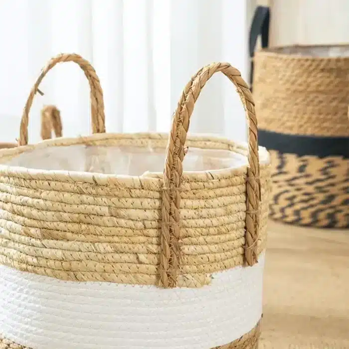 Panier rond en jonc de mer 3