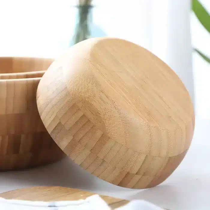 Filles à salade en bois de bambou, ustensiles de cuisine, grand bol en bois, sans peinture, sans avertissement 2