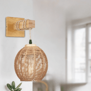 applique murale ronde rotin