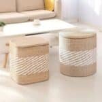pouf coffre rotin