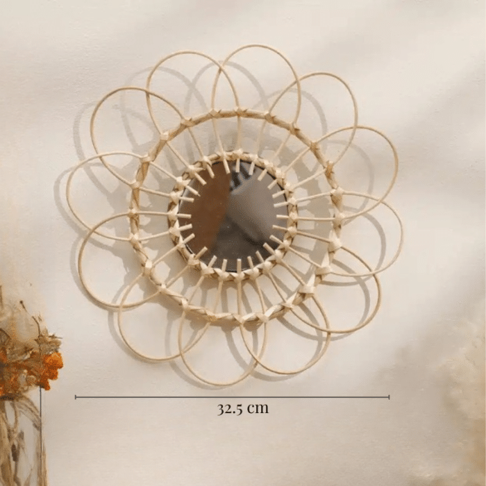 miroir rond bambou