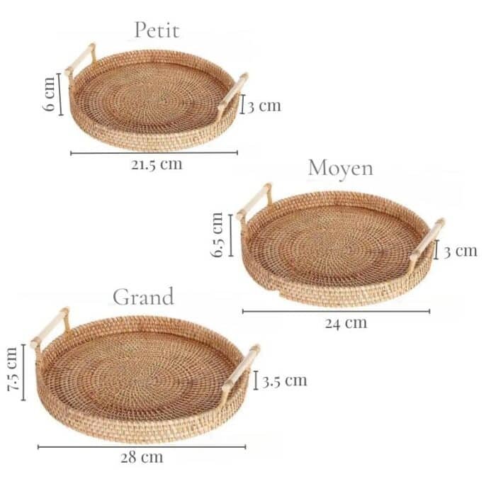 plateau rotin x3