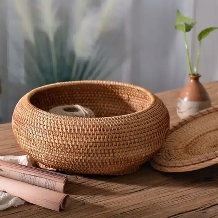 Panier rotin avec couvercle 2