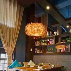 suspension boule osier