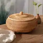 Panier rotin avec couvercle 1