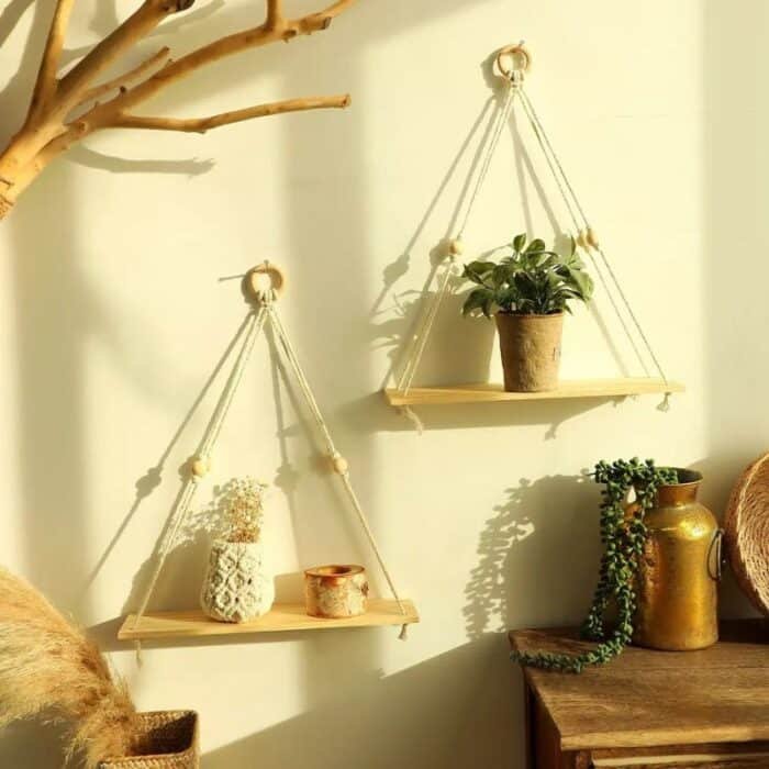 etagère murale macramé