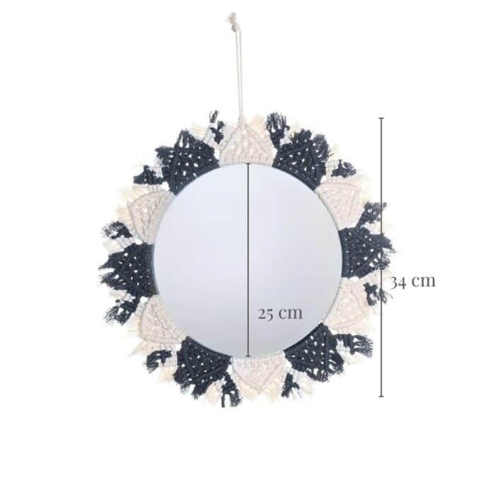 miroir rond macramé